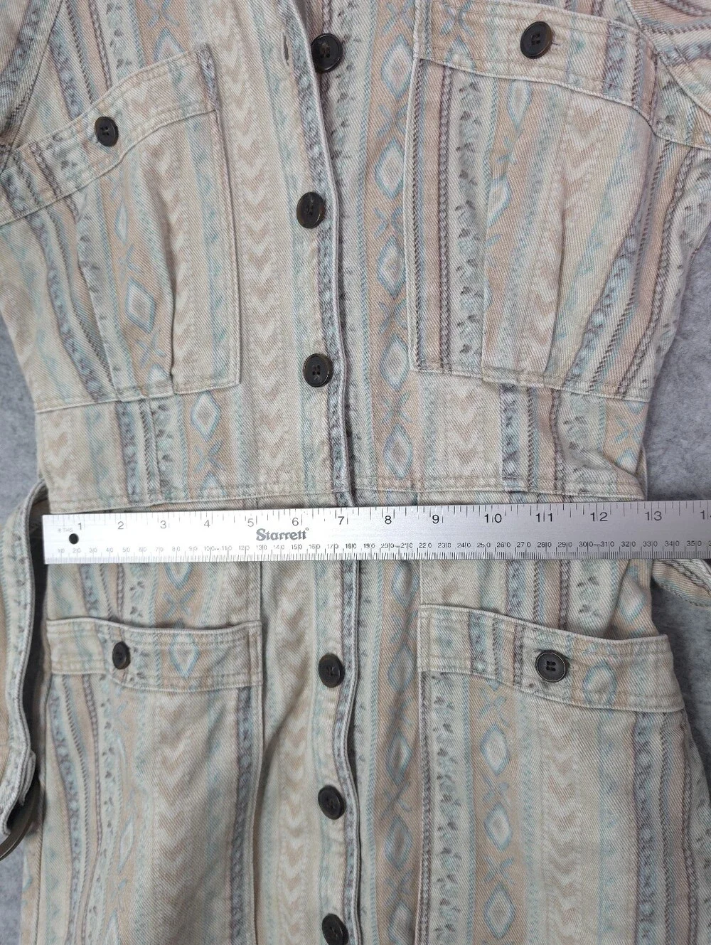 Sezane Ren Denim Southwestern Print Mini Dress